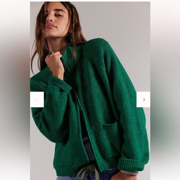 Free People Sweaters - Free People We The Free On It Zip-Up Cardigan Large Lush Meadow NWT